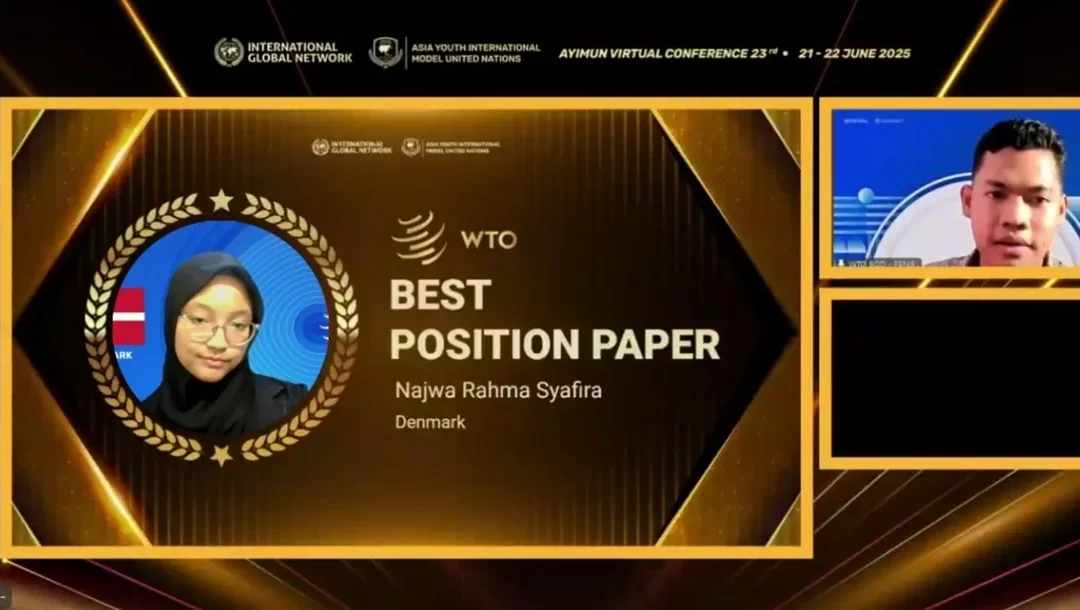 FISIP Undip Student Wins Best Position Paper at Asia Youth International MUN 2025