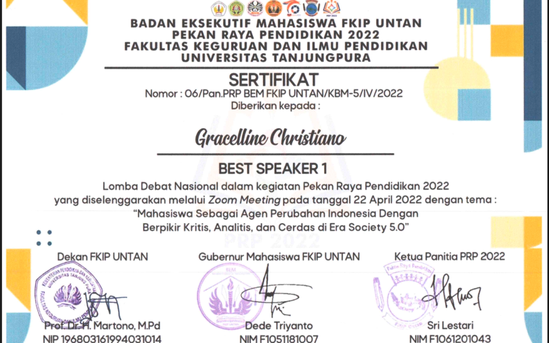 Mahasiswa HI FISIP Undip Raih Predikat Best Speaker 1 dalam Lomba Debat Nasional Pekan Raya Pendidikan 2022